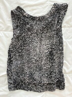 Womens Black & White Marled Sleeveless Top